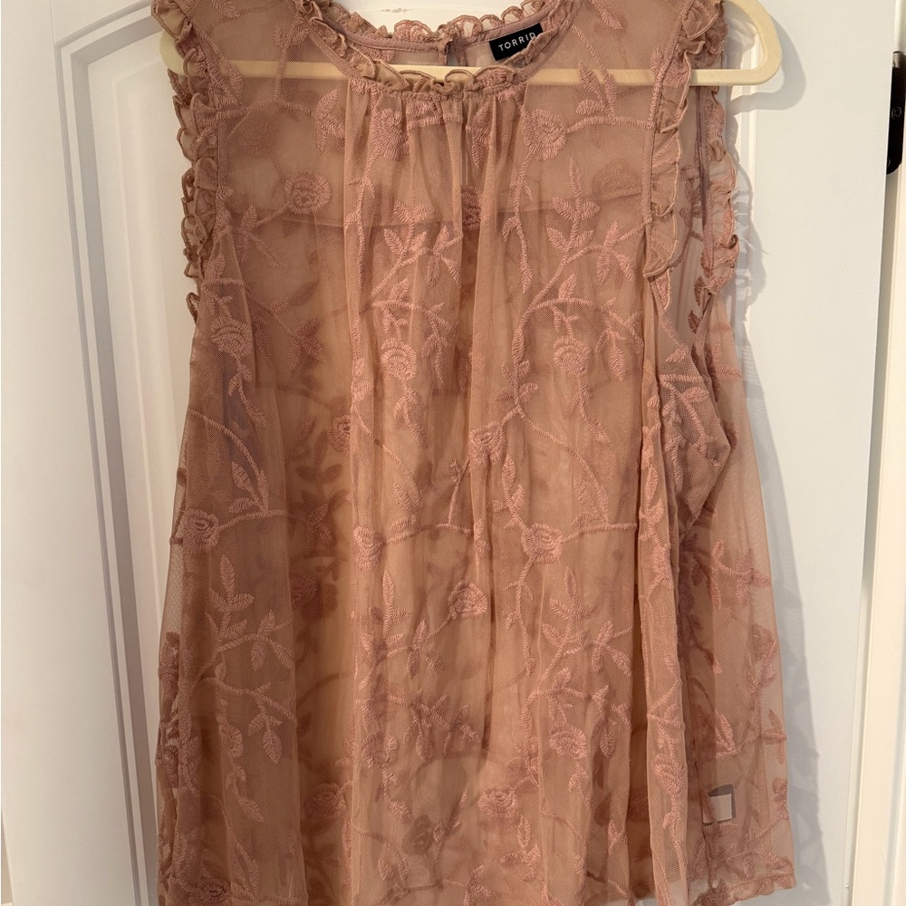 Torrid Blush Pink Lace Blouse